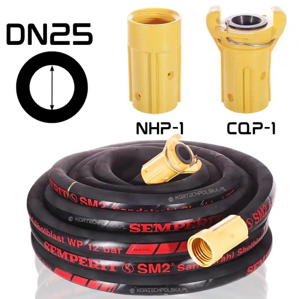 waz do piaskarki ze złaczami nhp1 cqp1 dn25 piaskowania śrutowania mocny kortechpolska 25mm semperit sm2.webp